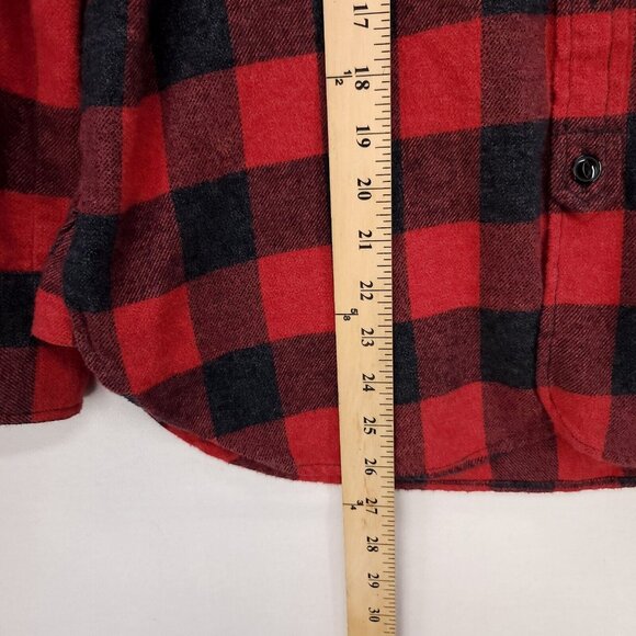 Madewell Flannel Shirt Button Up Red Buffalo Plaid Long Sleeve Size Small Boxy - Picture 11 of 13